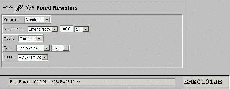 Resistors class with 100 ohm resistor selected