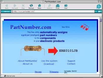 The PartNumber homepage opens in a new window